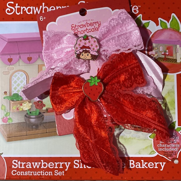 Strawberry Shortcake 2 Pack Lace Hair Bows NWT - Picture 3 of 3